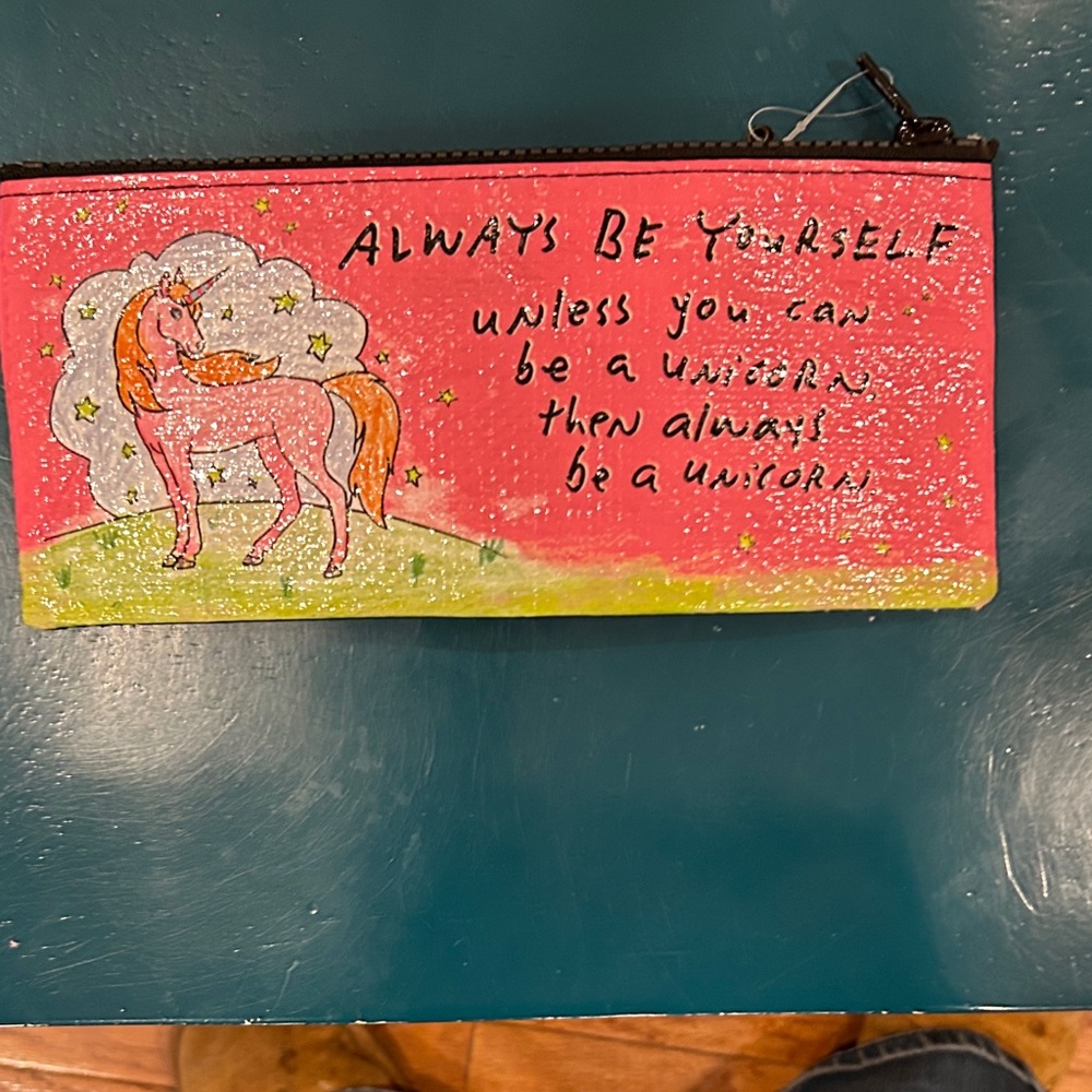 Blue Q Pink Unicorn Pencil Case